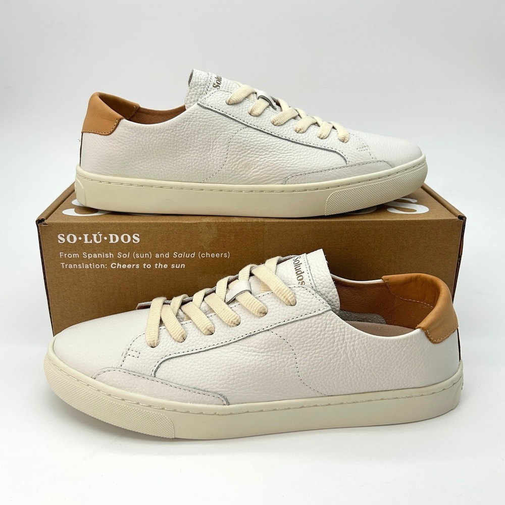 Soludos Ibiza Classic Womens Sneakers Size 10 Oasis White Tumbled Leather NEW